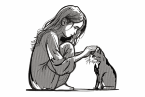 Girl with Cat Machine Embroidery Design