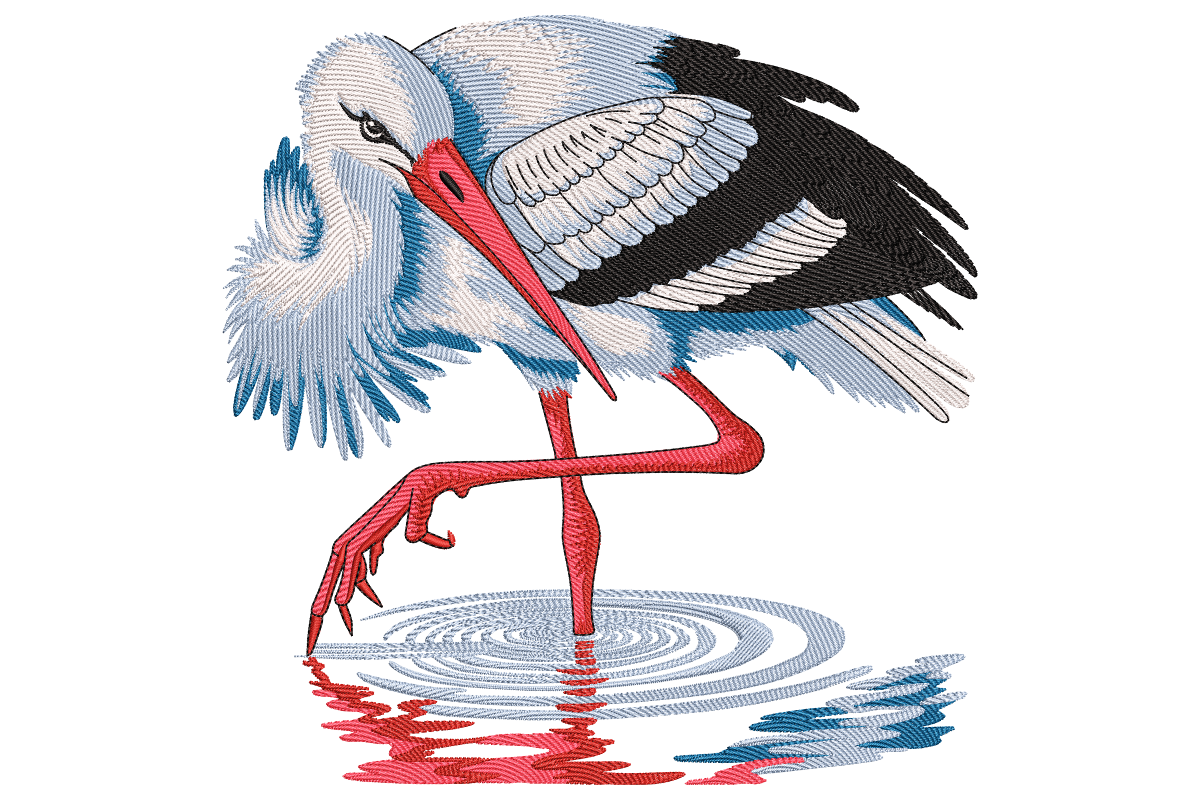 Graceful Heron Embroidery Design