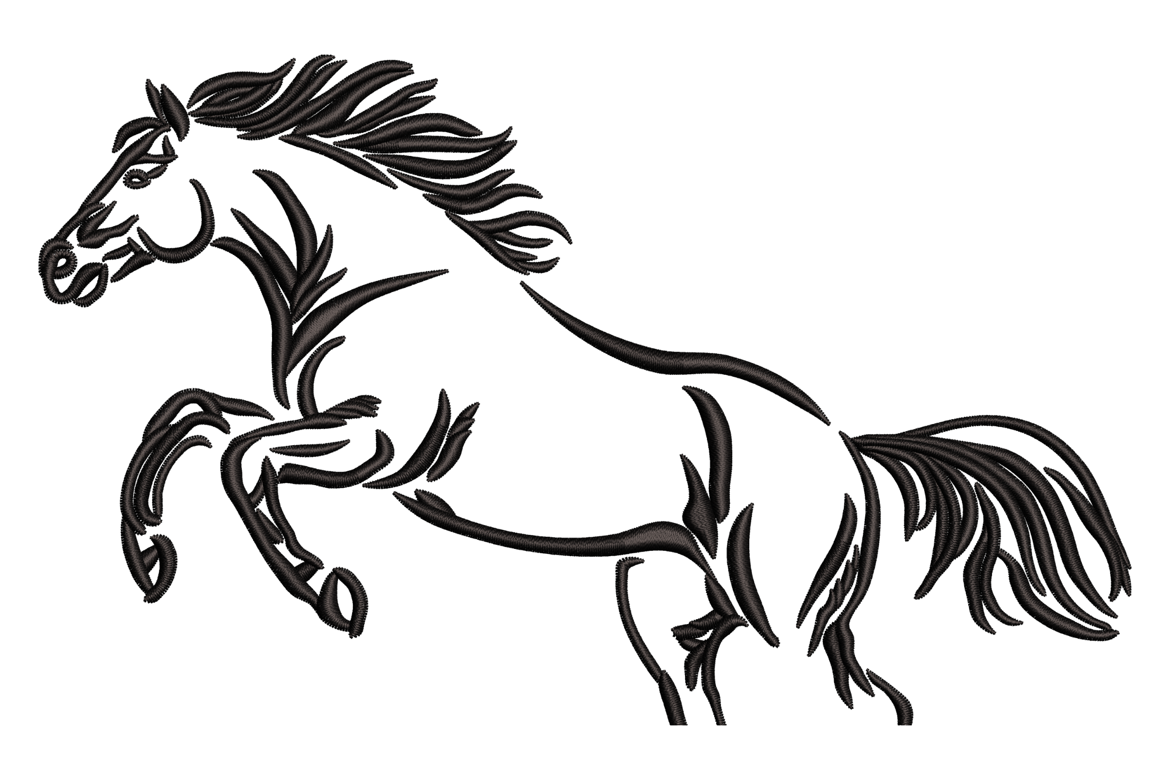 Graceful Line Art Horse Embroidery Design