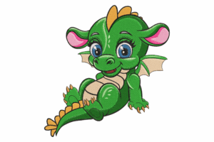 Green Baby Dragon Embroidery Design