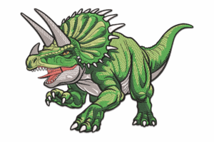 Green Horned Dinosaur Embroidery Design