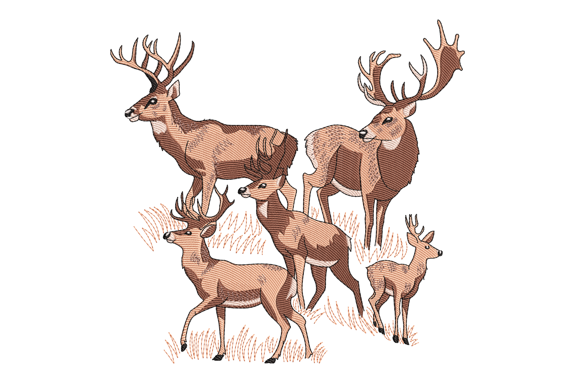Group of Deer Embroidery Design 1 Group of Deer Embroidery Design