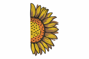 Half Sunflower Embroidery Design