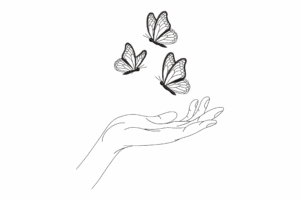 Hand with Butterflies Embroidery Design