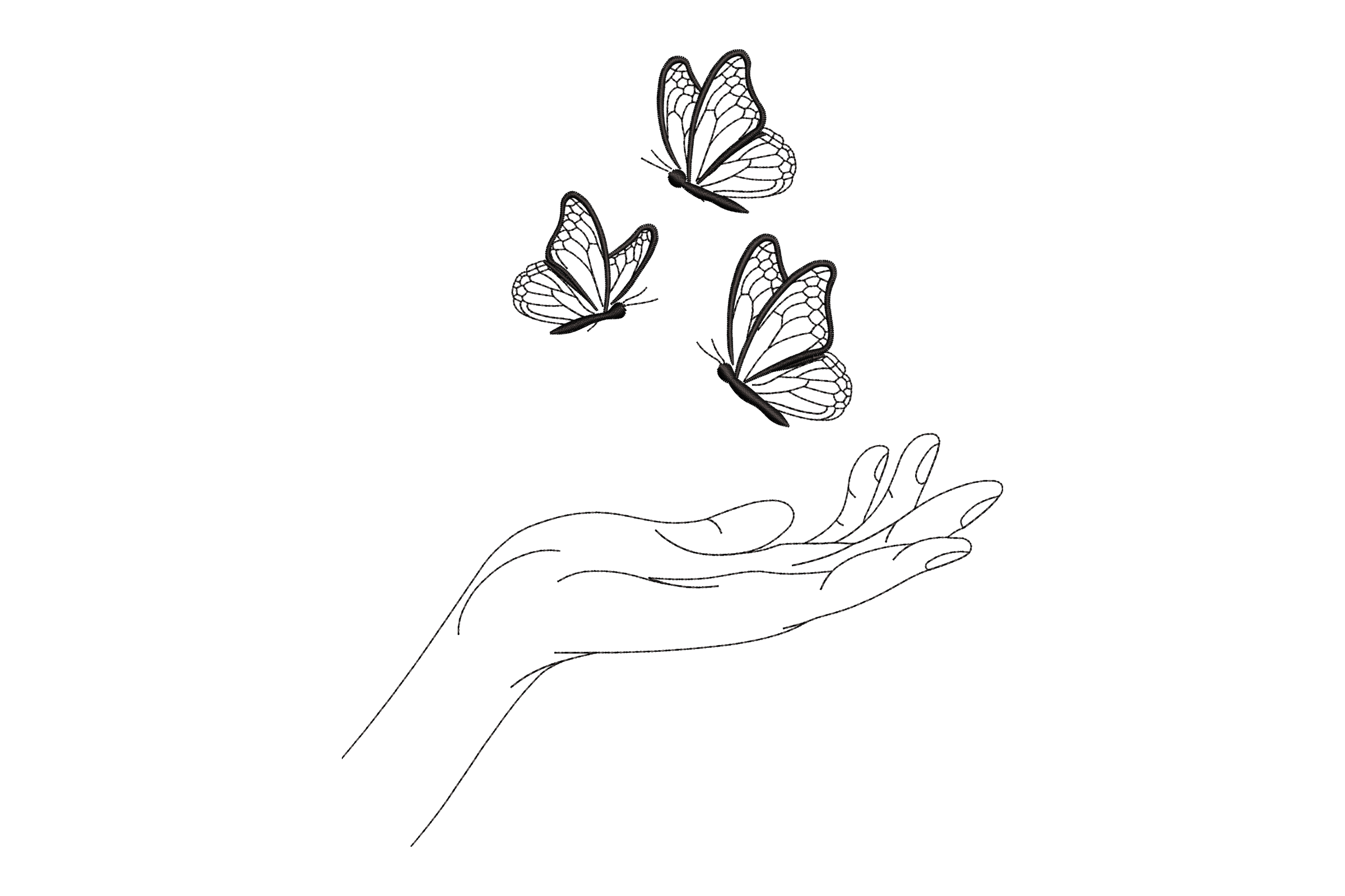 Hand with Butterflies Embroidery Design 1 Hand with Butterflies Embroidery Design