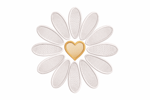 Heart Daisy Flower Embroidery Design