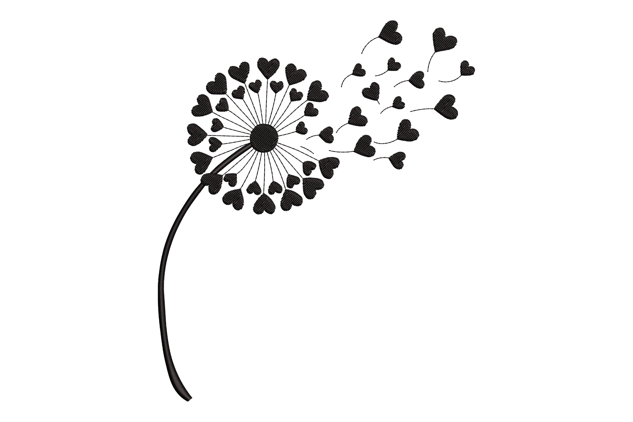 Heart Dandelion Machine Embroidery Design 1 Heart Dandelion Machine Embroidery Design