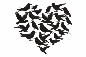 Heart-Shaped Flock of Birds Embroidery Design