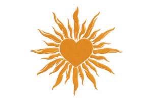 Heart Sun Embroidery Design