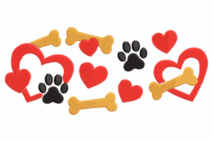 Hearts, Paws & Bones Embroidery Design