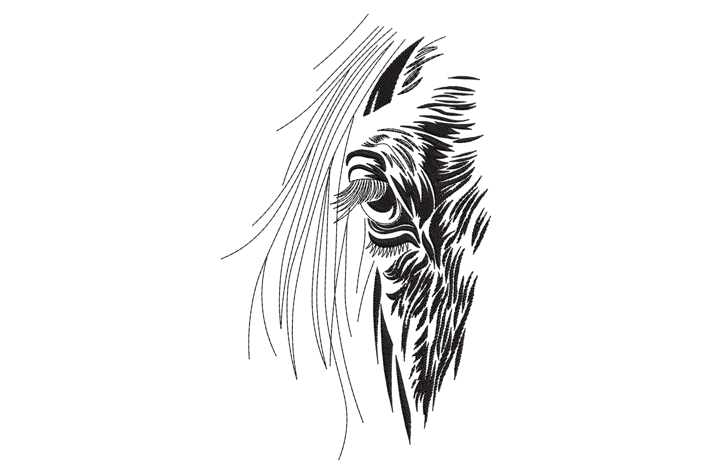 Horse Eye Sketch Embroidery Design