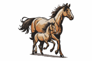 Horse and Foal Embroidery Design