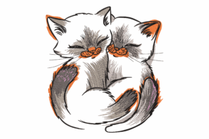 Hugging Cats Embroidery Design