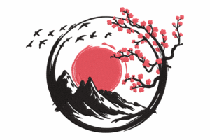 Japanese Cherry Blossom Embroidery Design