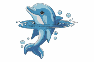 Jumping Dolphin Machine Embroidery Design