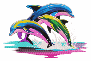 Jumping Dolphins Embroidery Design