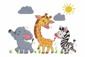 Jungle Animals Embroidery Design