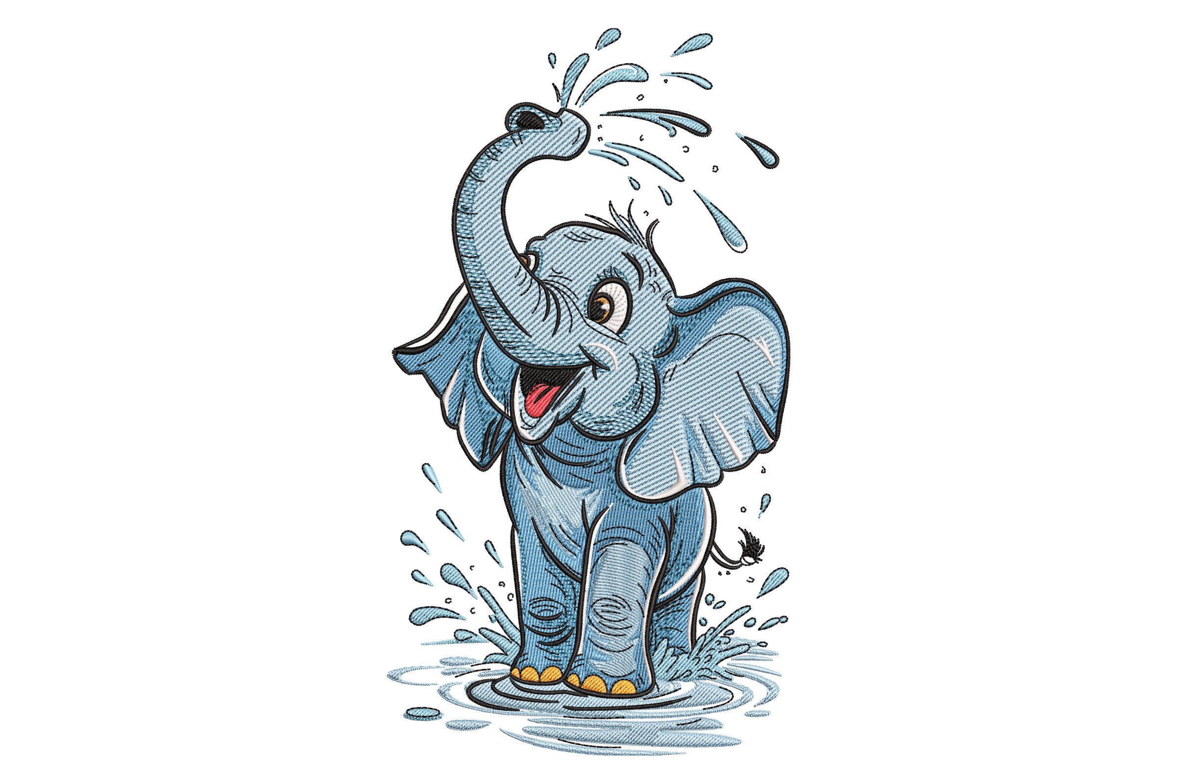 Playful Baby Elephant Embroidery Design