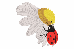 Ladybug on Daisy Embroidery Design