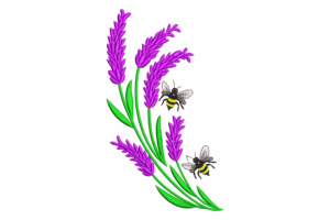 Lavender and Bees Embroidery Design