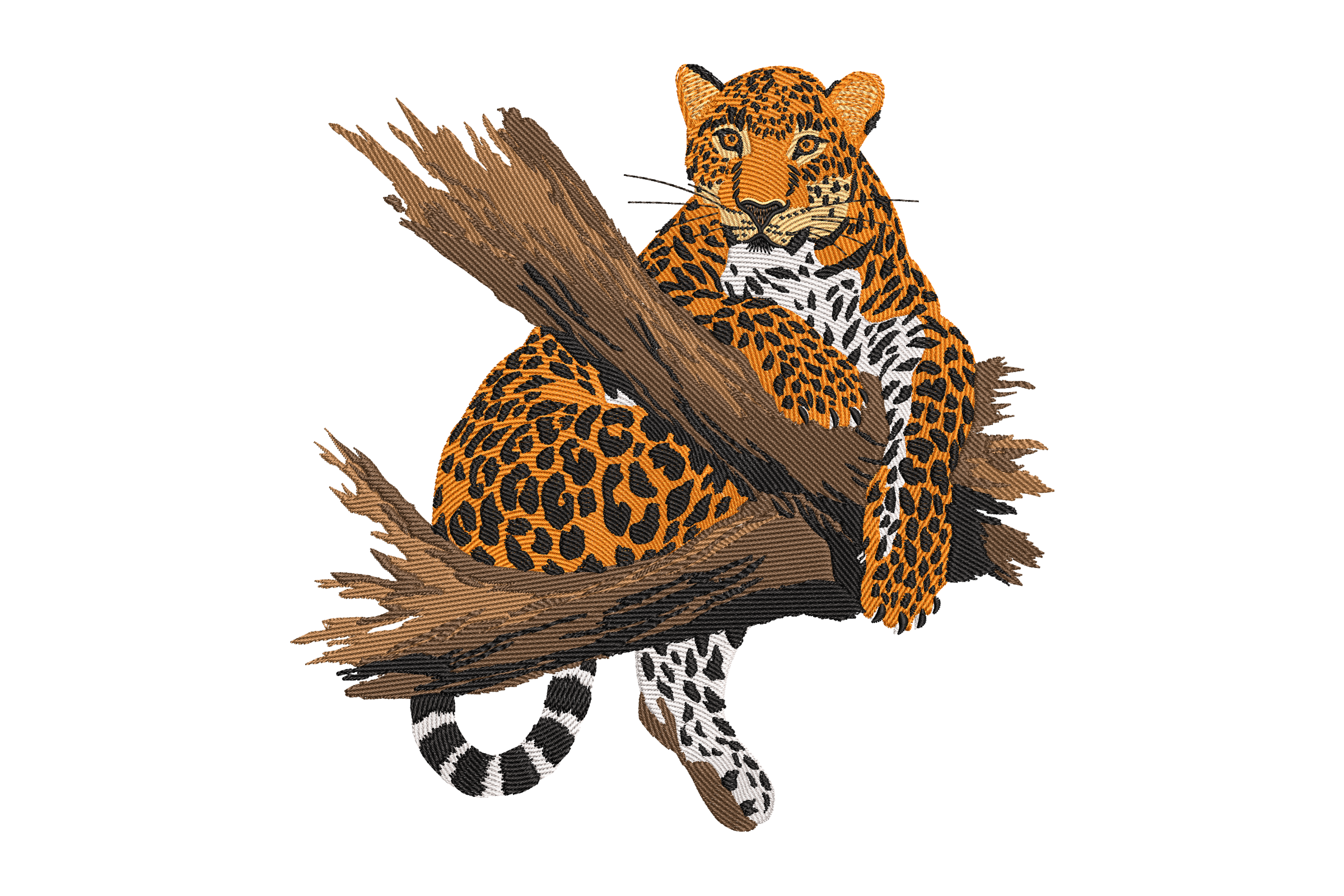 Leopard on Tree Embroidery Design