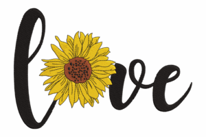 Lettering Love Sunflower Embroidery Design