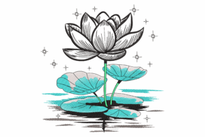 Lotus Flower on Water Embroidery Design
