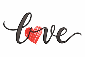 Love Heart Sketch Embroidery Design