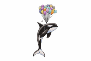 Orca with Balloons Embroidery Design