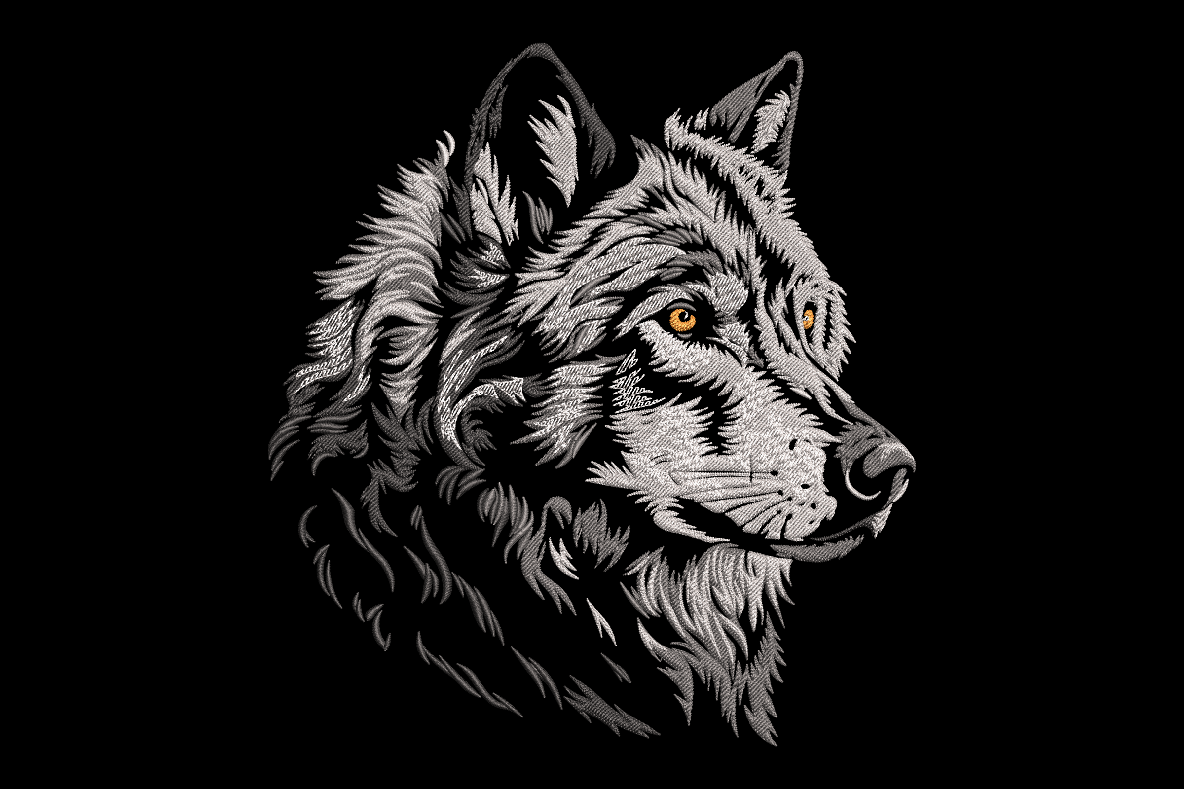 Majestic Wolf Head Embroidery Design