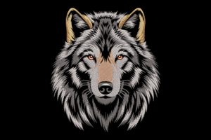 Majestic Wolf Head Machine Embroidery Design