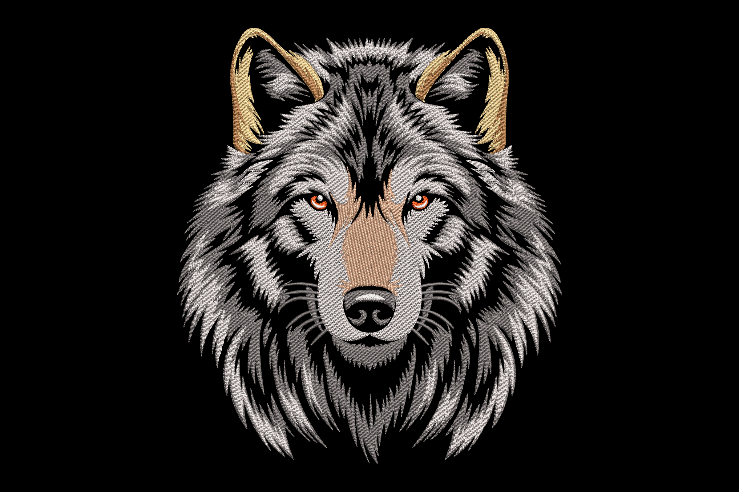 Majestic Wolf Head Machine Embroidery Design