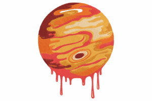 Melting Jupiter-Inspired Planet Embroidery Design