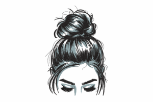 Messy Bun Embroidery Design