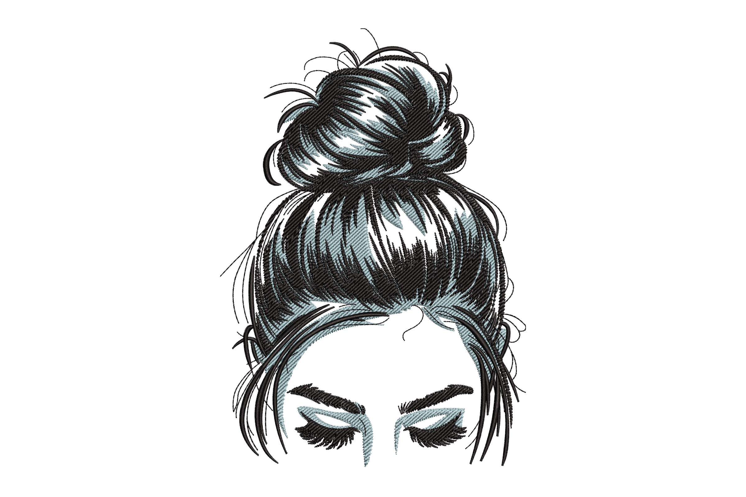 Messy Bun Embroidery Design