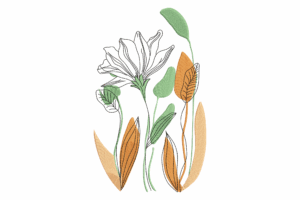 Minimalist Botanical Line Art Embroidery Design