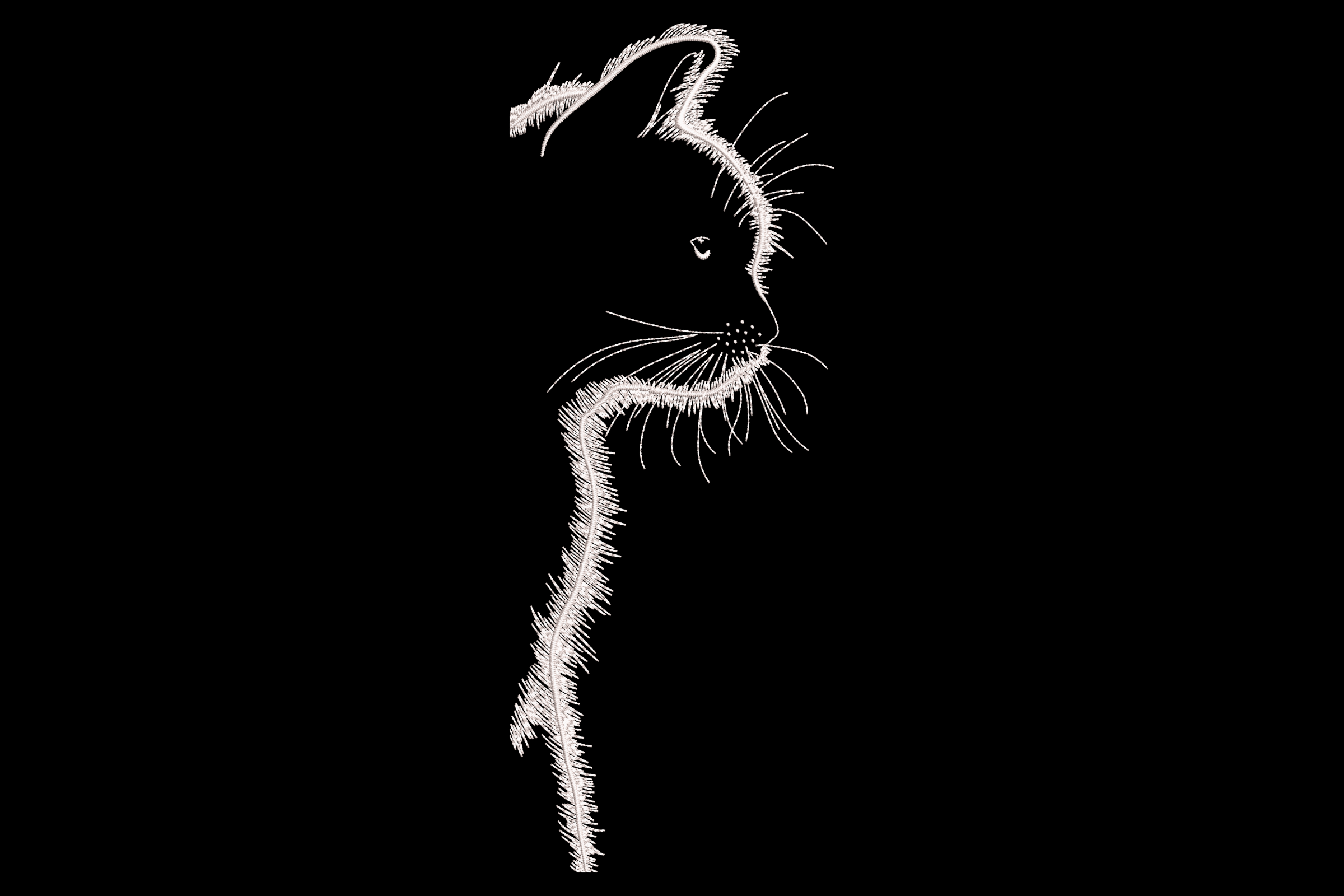 Minimalist Cat Silhouette Embroidery Design