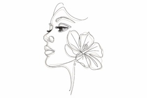Minimalist Floral Face Line Art Embroidery Design