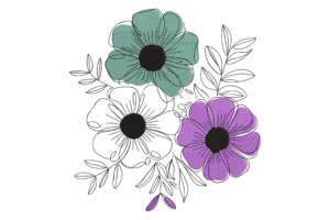 Modern Trio Flower Embroidery Design