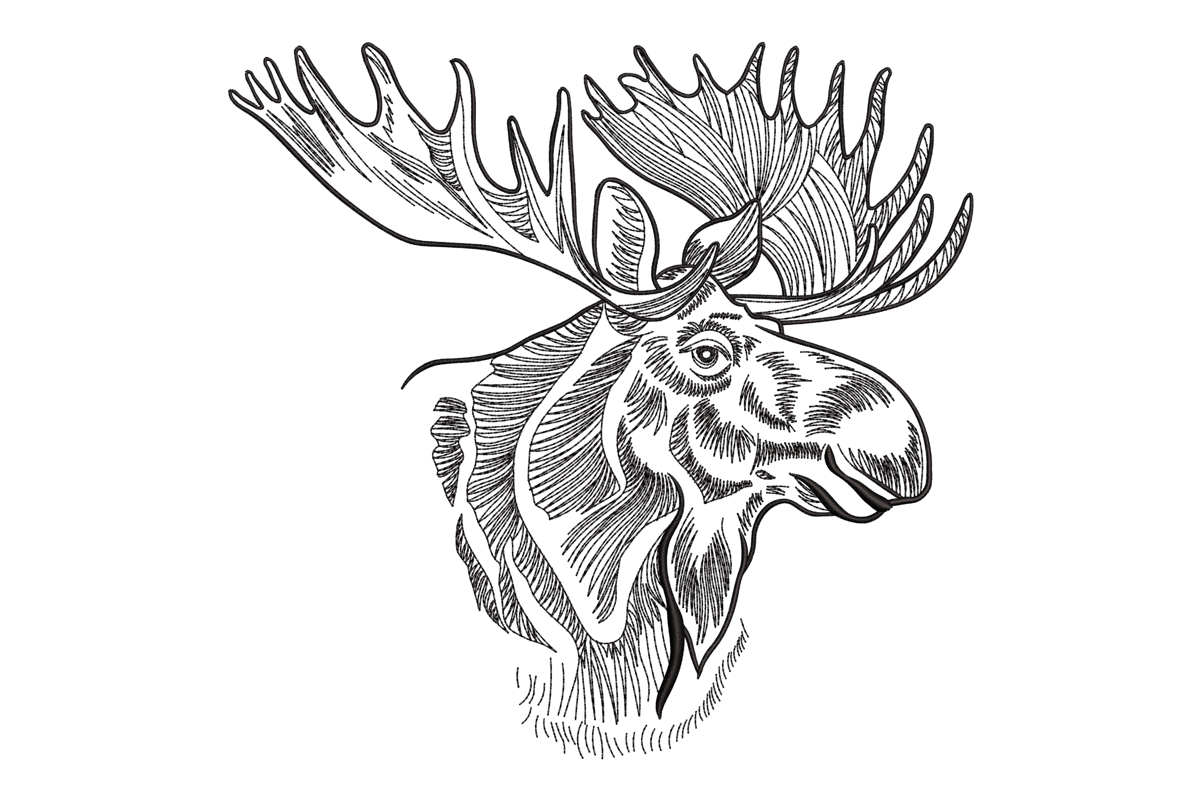 Moose Head Embroidery Design