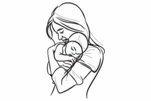 Mother Holding Baby Embroidery Design