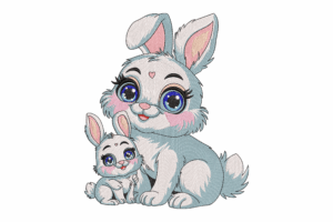 Mother and Baby Bunny Embroidery Design