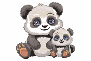 Mother and Baby Panda Embroidery Design