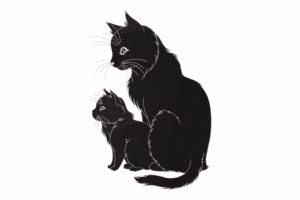 Mother and Kitten Cat Embroidery Design