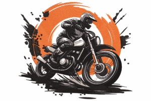 Motorcycle Rider Embroidery Design