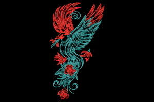 Mythical Phoenix Bird Embroidery Design