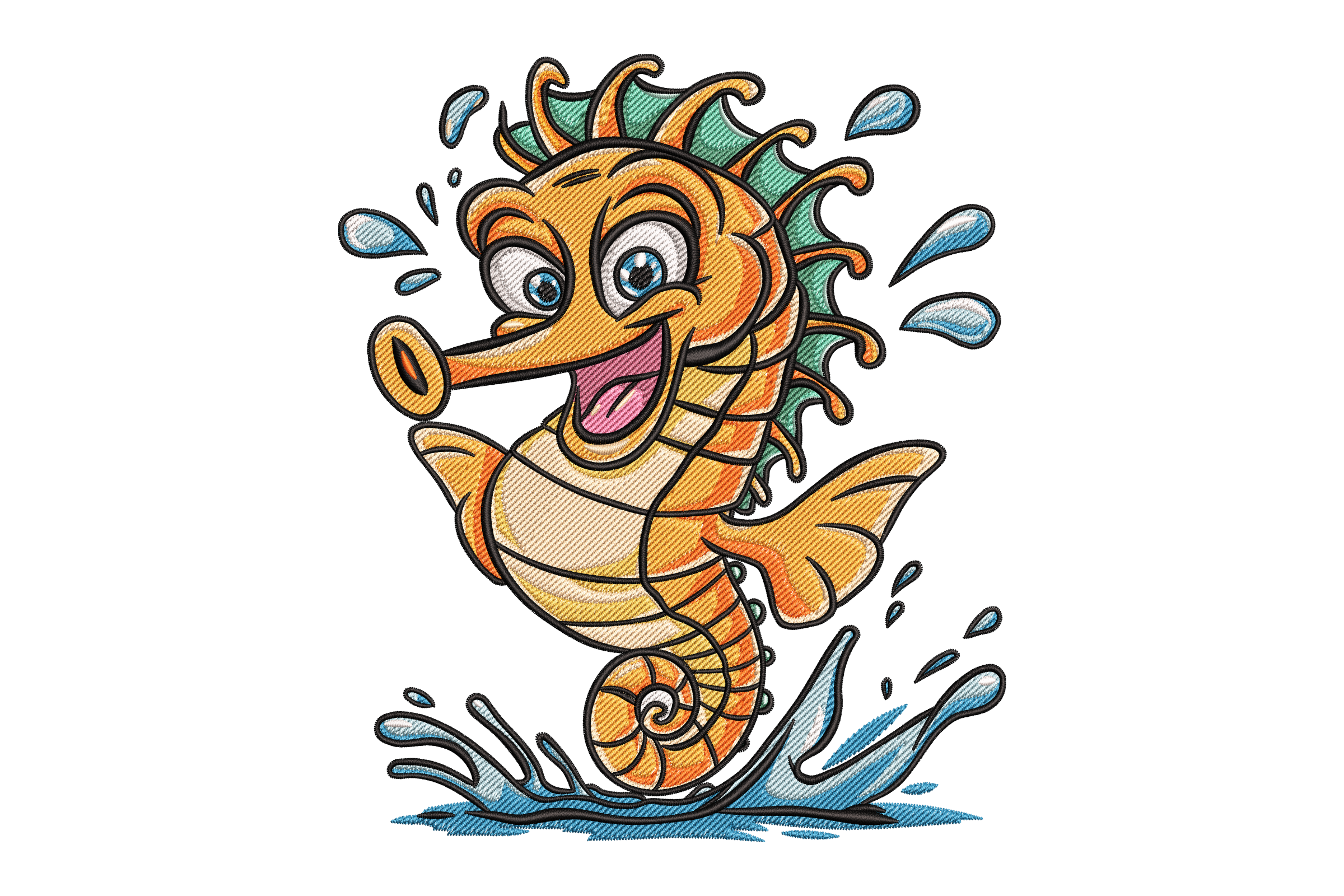 Free Happy Seahorse Embroidery Design