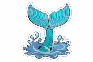 Ocean Mermaid Tail Splash Embroidery Design