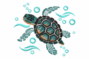 Ocean Sea Turtle Embroidery Design