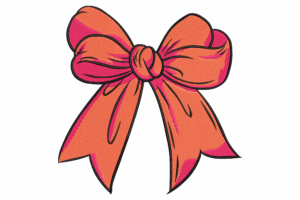 Orange & Pink Ribbon Bow Embroidery Design